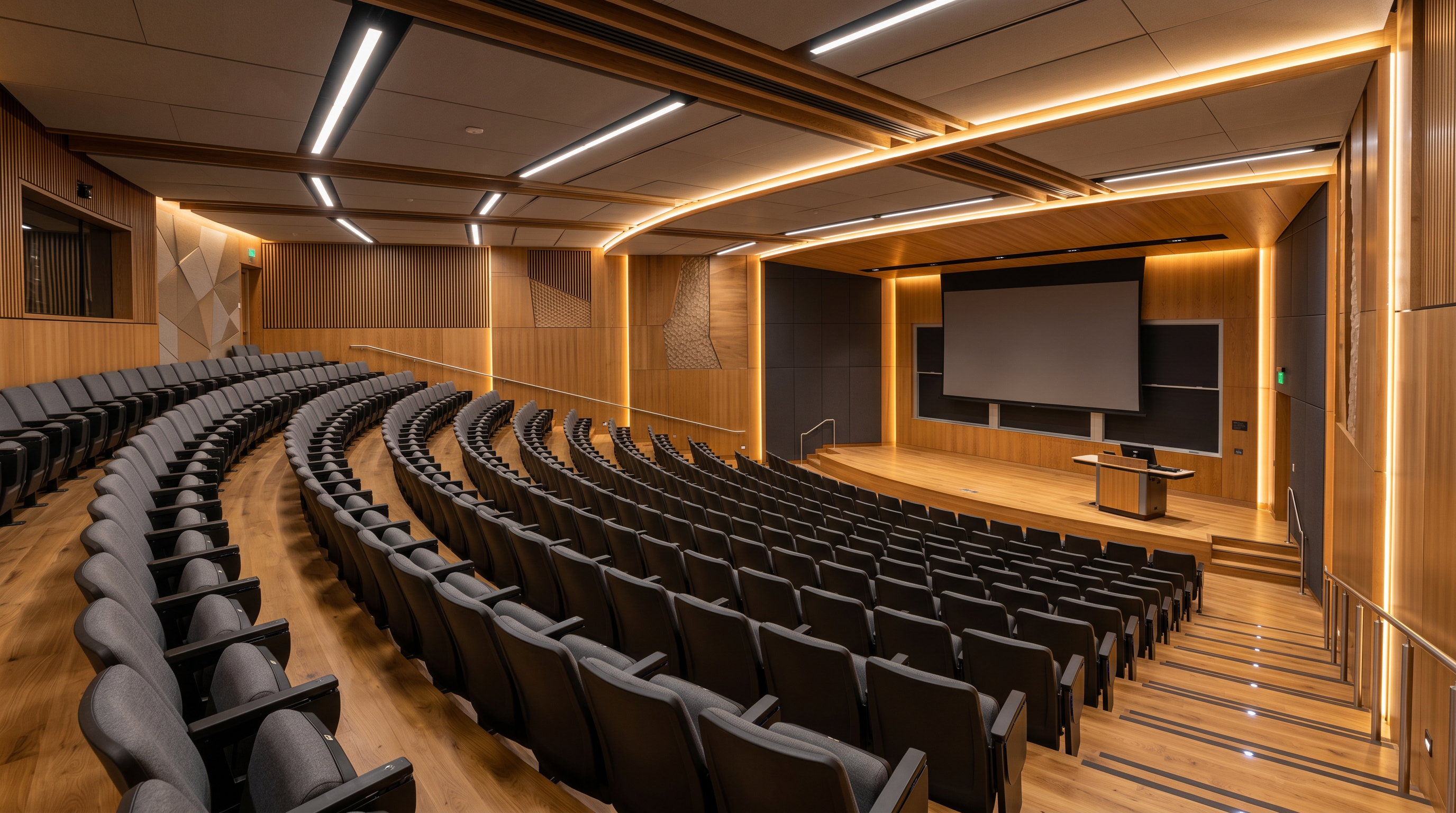 University lecture hall with auditorium seating